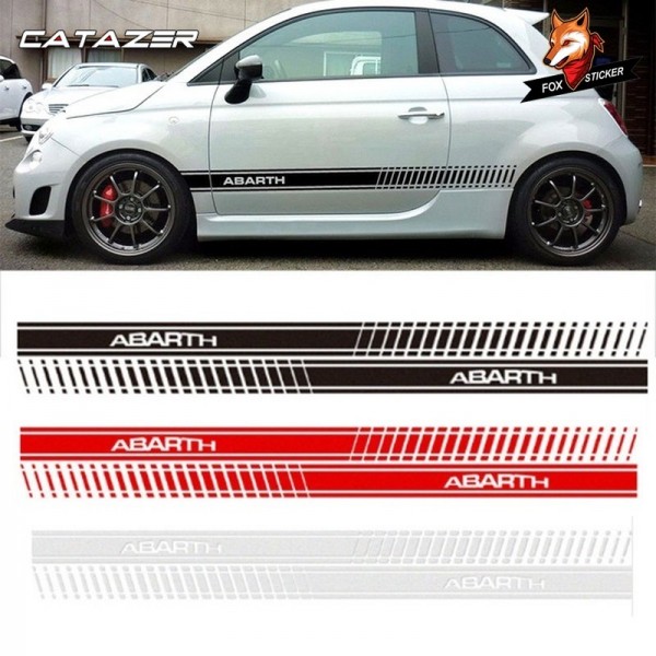Car Decor Car Styling Abarth Side Skirt Sticker Racing Stripe Body Stickers Car Decal Car Sticker for FIAT 500 Dd9390